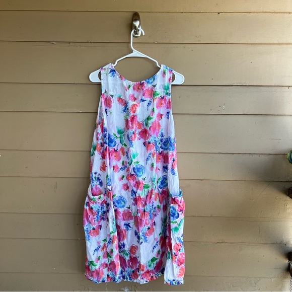 Cut Loose Floral Linen Midi Dress - Size M Vacation Lightweight Summer - Picture 6 of 6